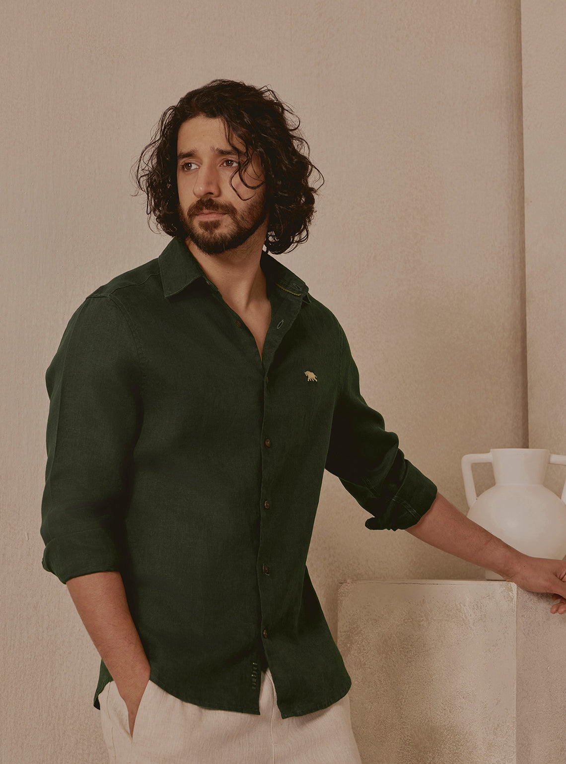 Kelp Olive Linen Shirt