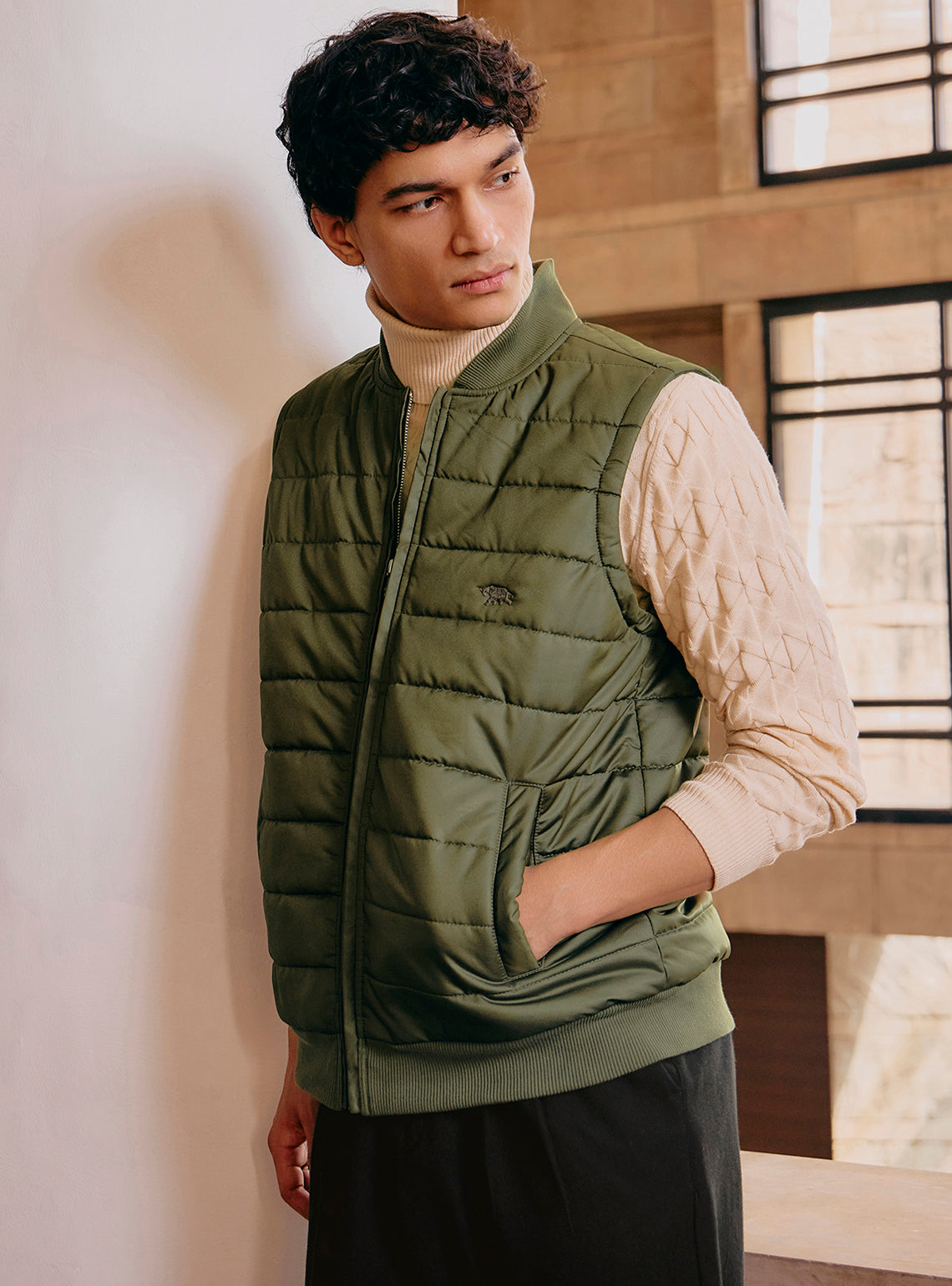 Birch Olive Nylon Spandex Gilet