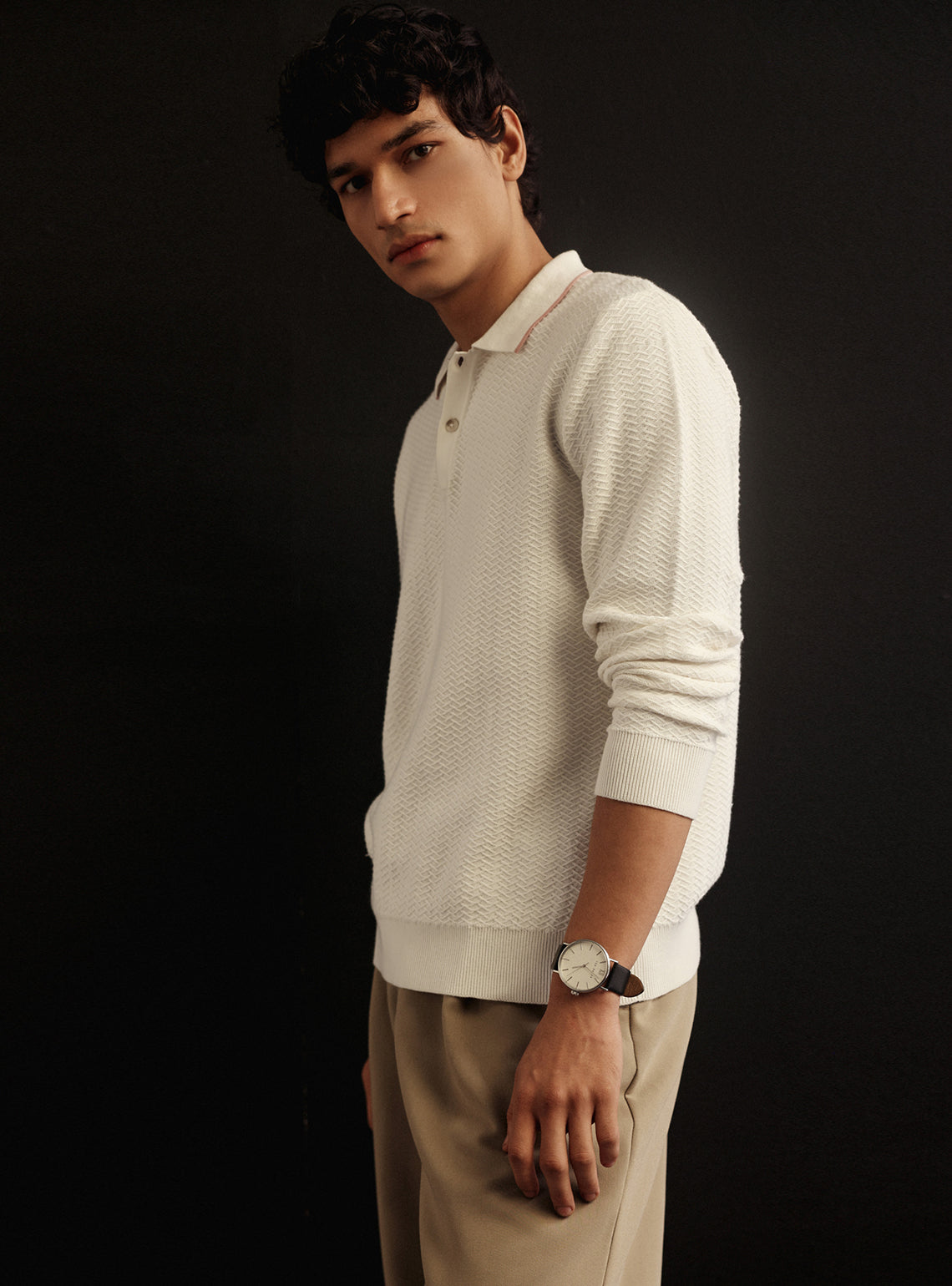 Zicron White Cotton Blend Pullover