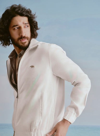 Cloud Off White Linen Bomber