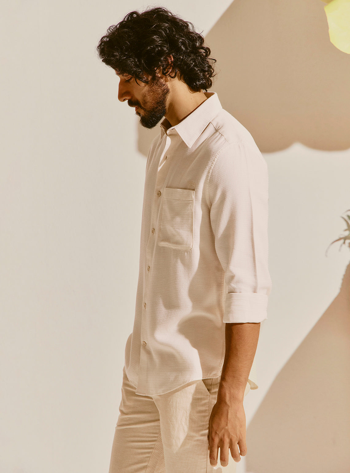 Gozo Beige Cotton Blend Shirt