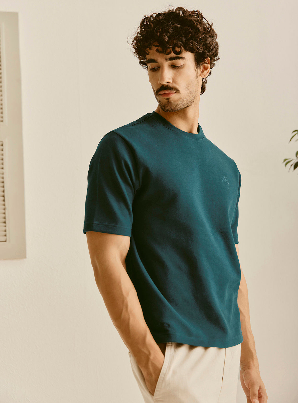 Santorini Teal Cotton Crewneck