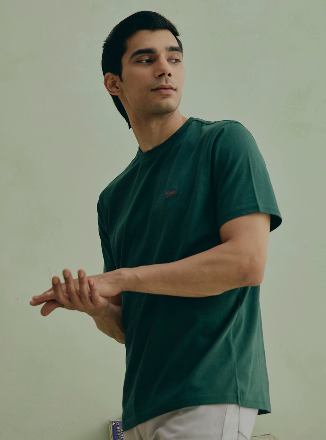 Bayleaf Teal Cotton Crewneck