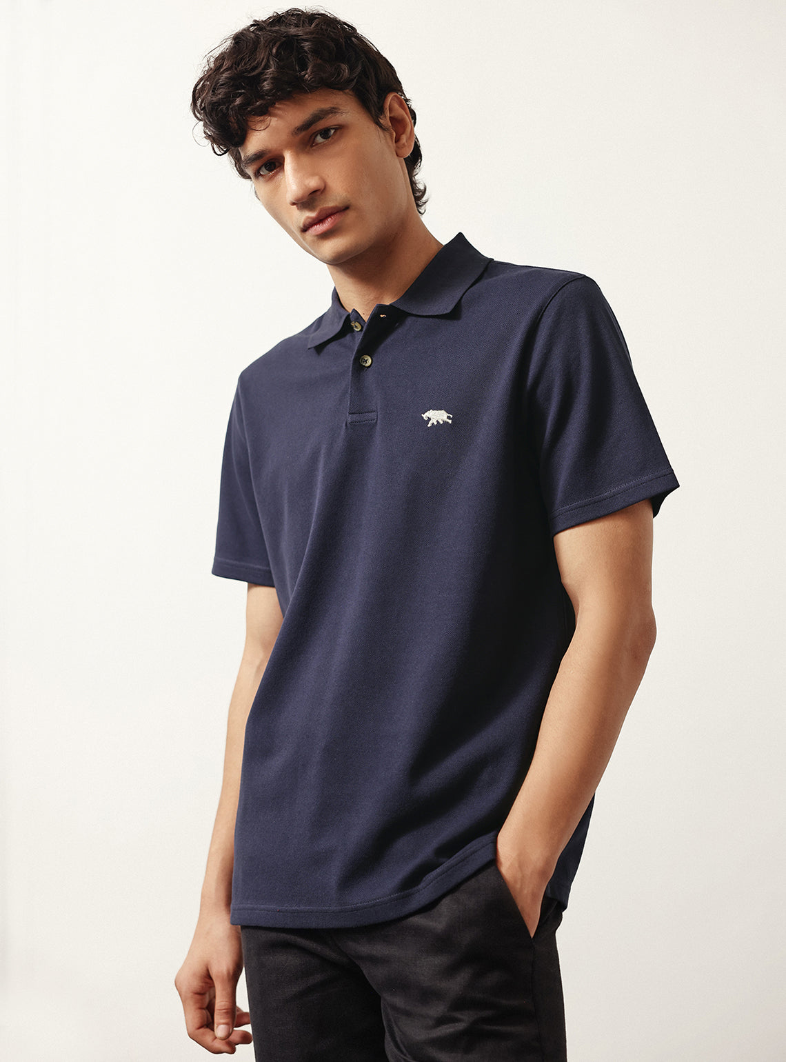 Zodiac Navy Cotton Lycra Pique Polo