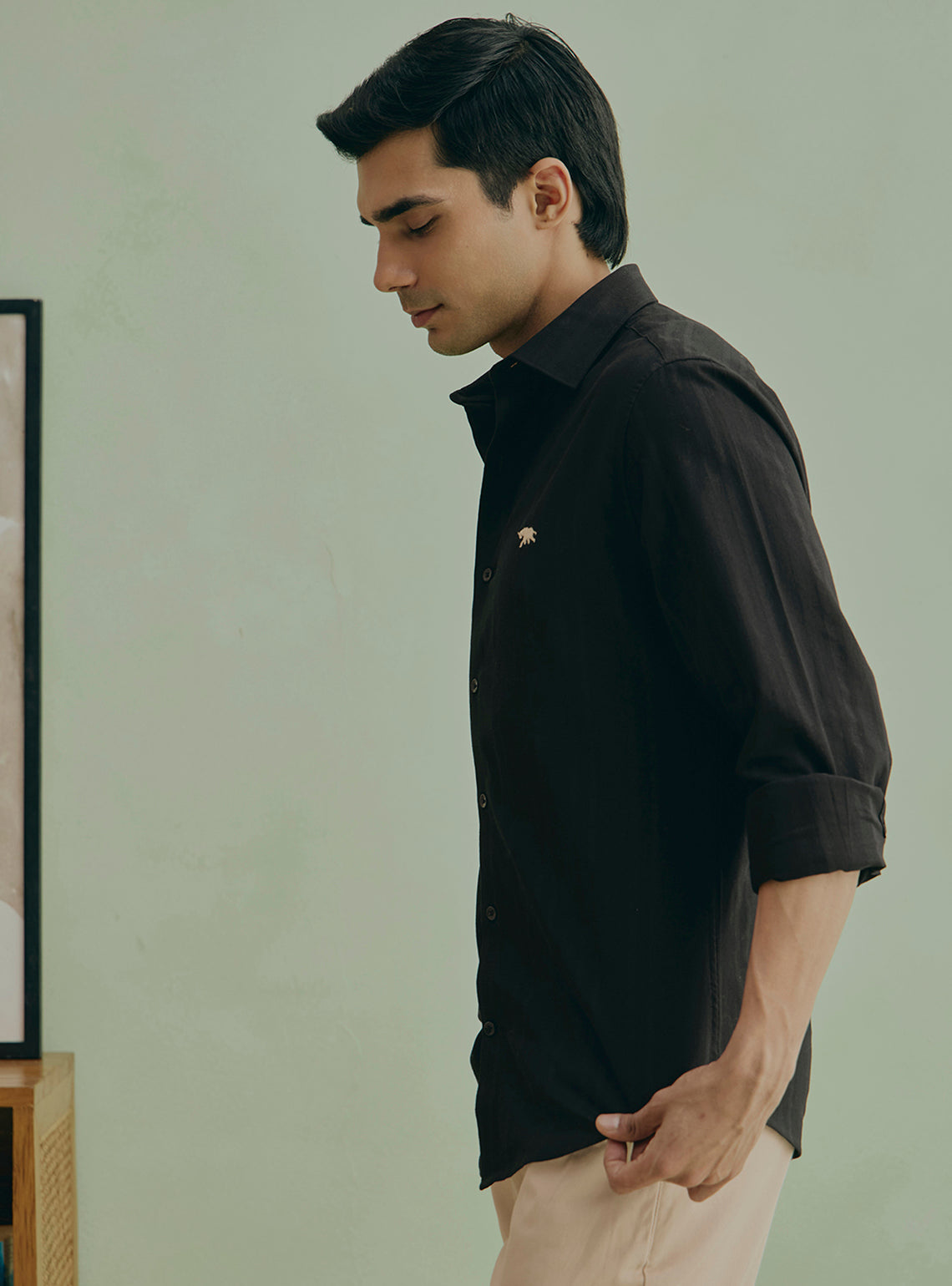 Peppercorn Black Cotton Dobby Shirt