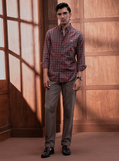 Cosmic Burgundy Cotton Melange Shirt