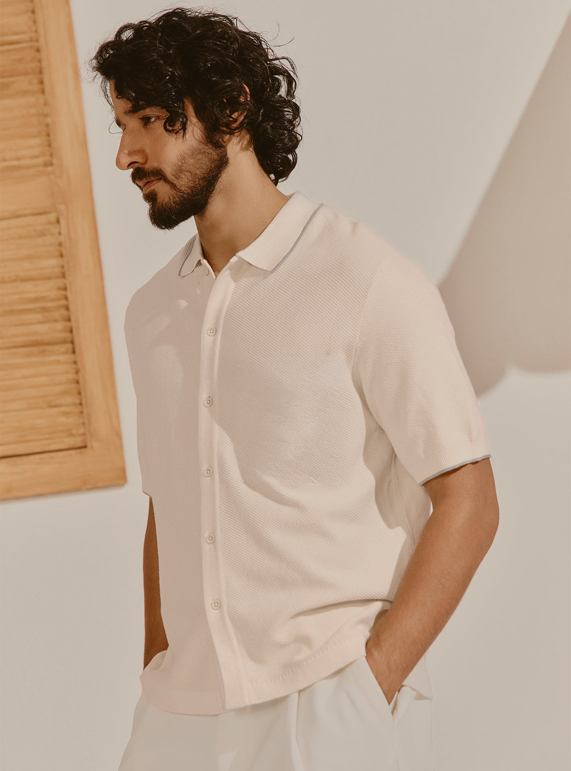 Barcelona Off-White Cotton Knit Shirt
