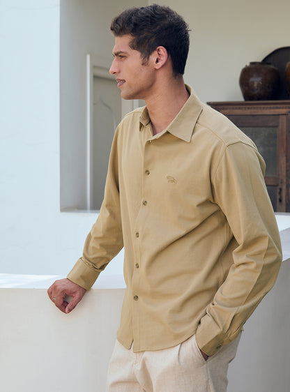 Pavlova Brown Cotton Blend Pique Shirt