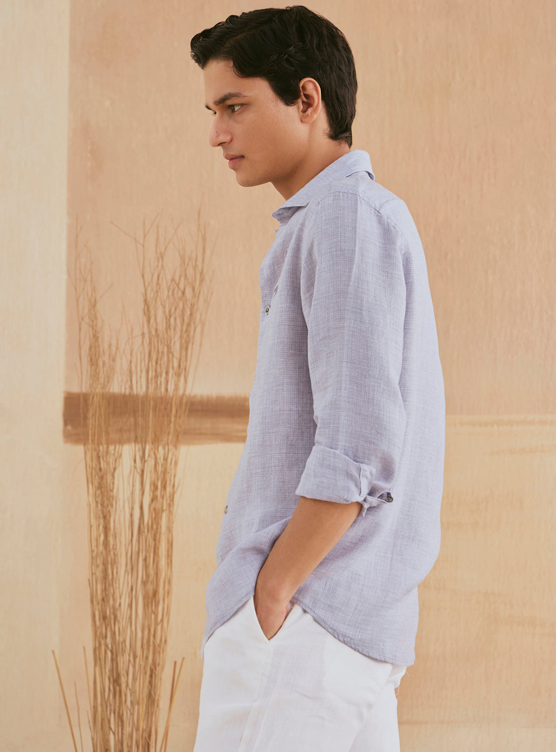 Lavender Pearl Grey Linen Shirt
