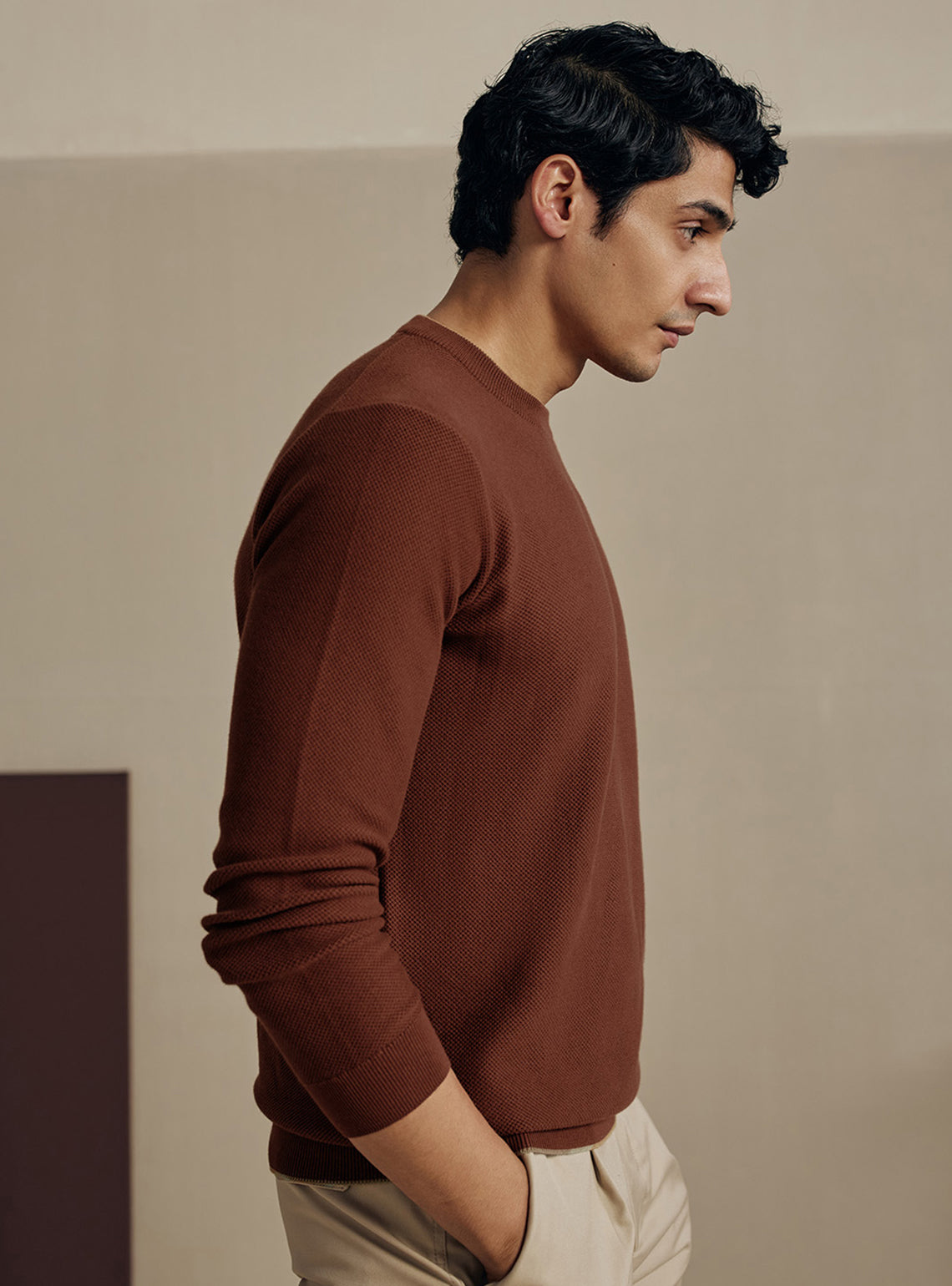 Siena Rust Moss Knit Cotton Pullover
