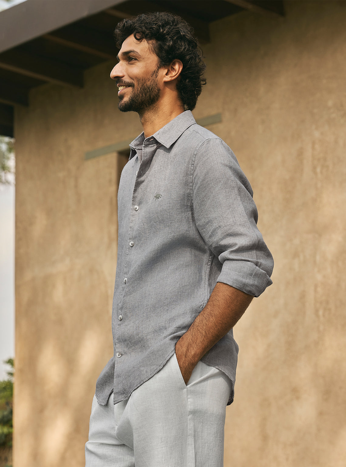Stone Grey European Linen Shirt