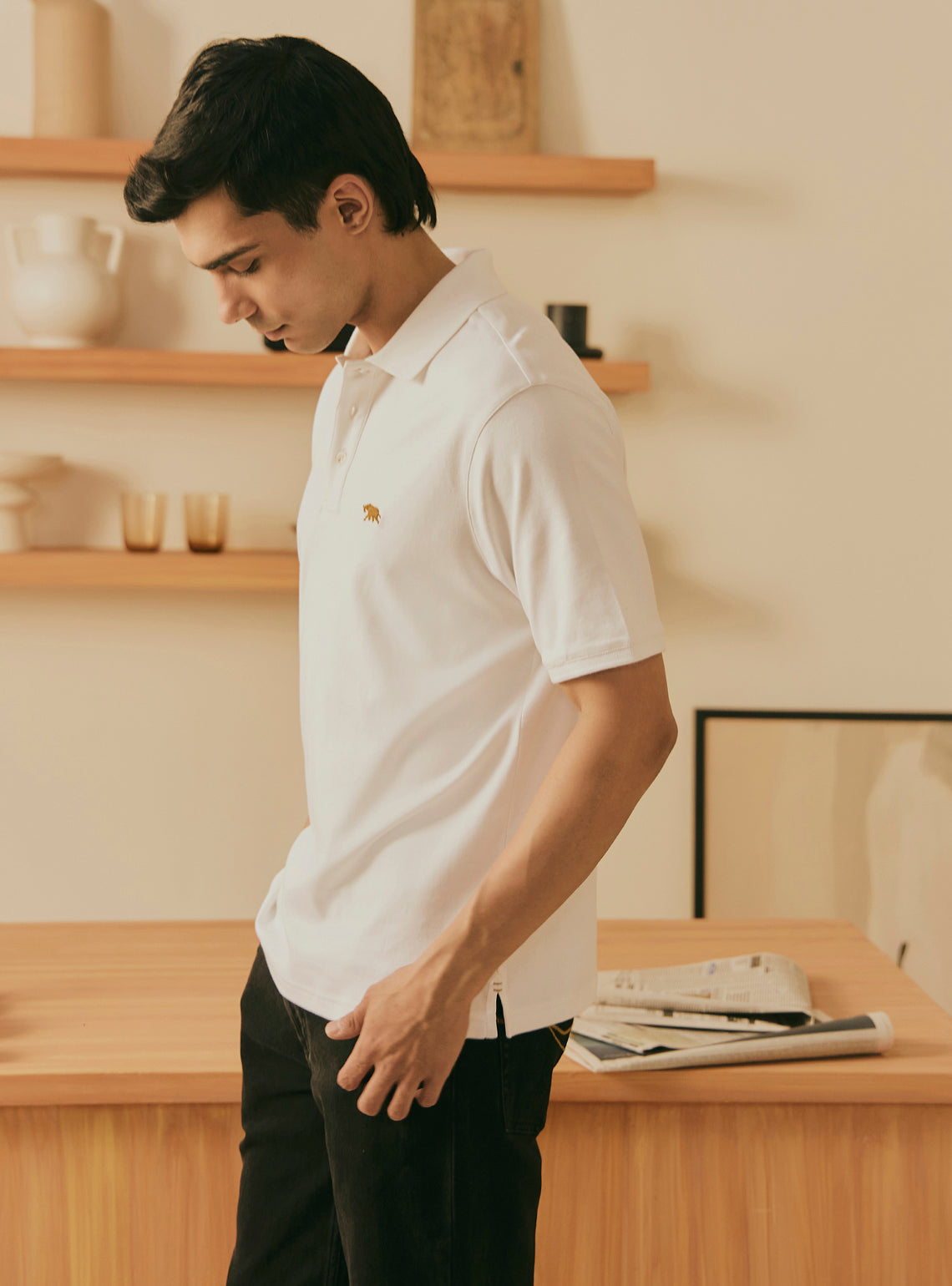 Cream White Supima Cotton Polo