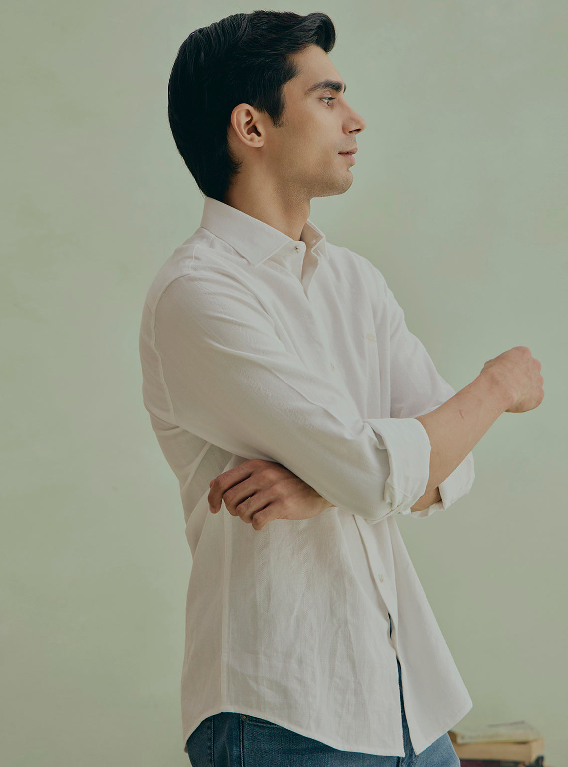 Viola White Cotton Dobby Shirt