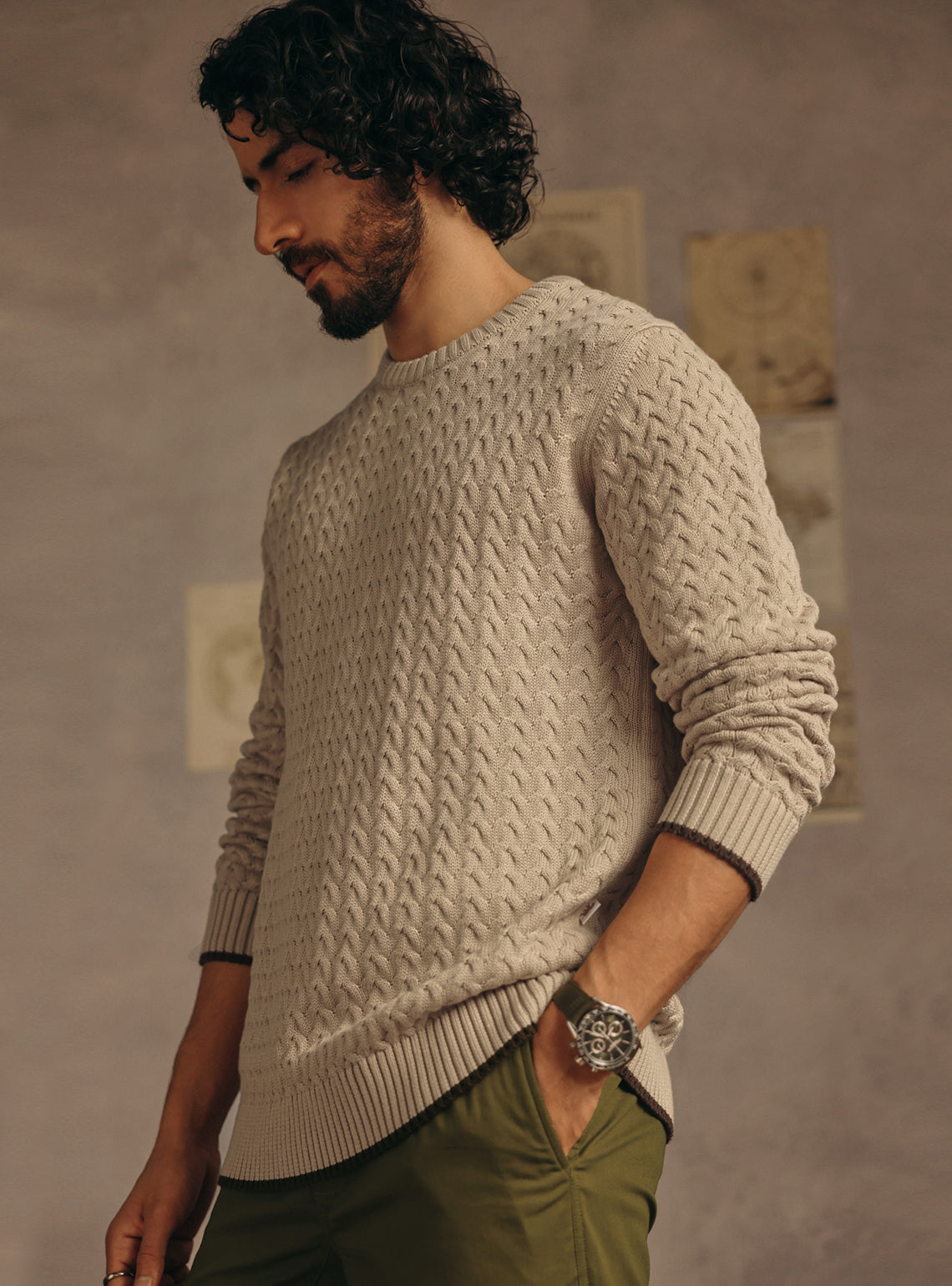 Sandrift Khaki Cotton Pullover
