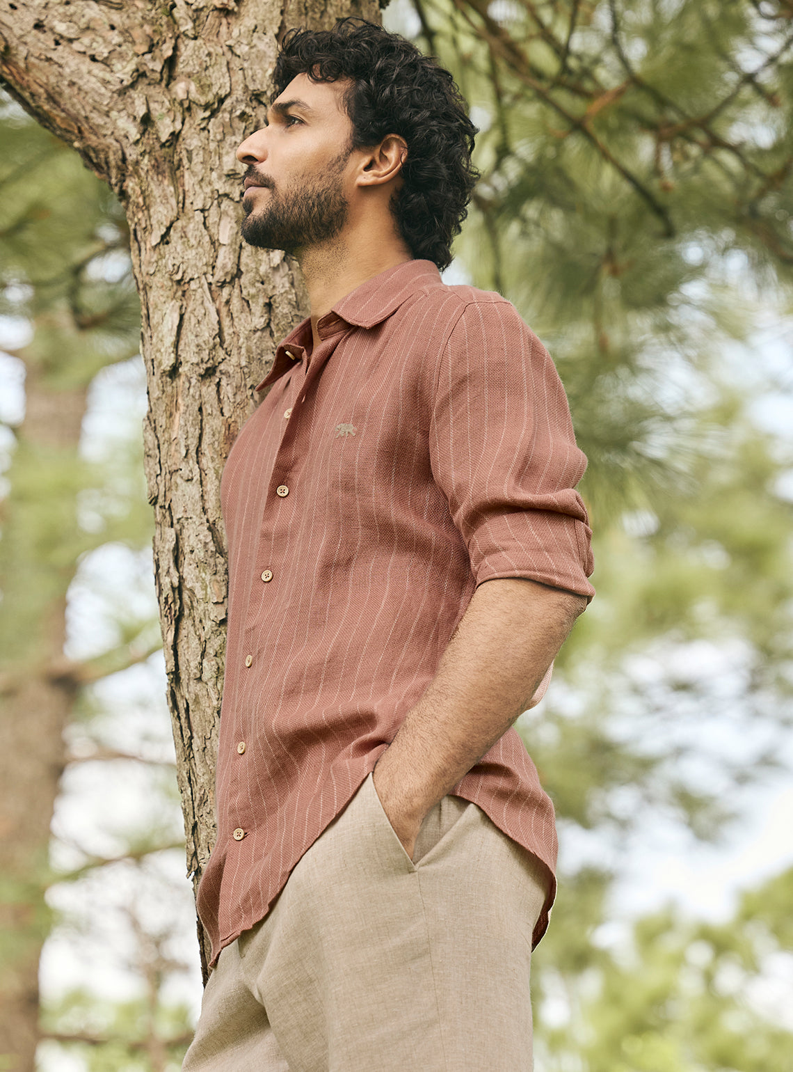 Burlap Brown Stripe Linen Shirt