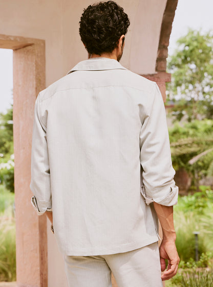 Khaki Zorba Cotton Linen Stripe Jacket