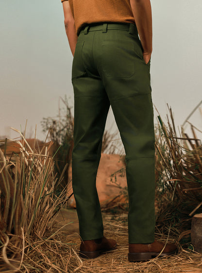 Trail Green Herringbone Utility Trouser