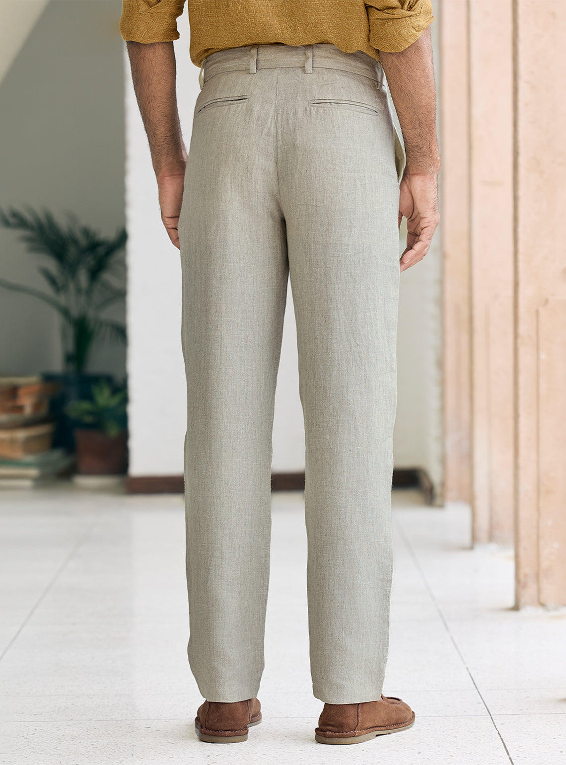Khaki European Linen Pants