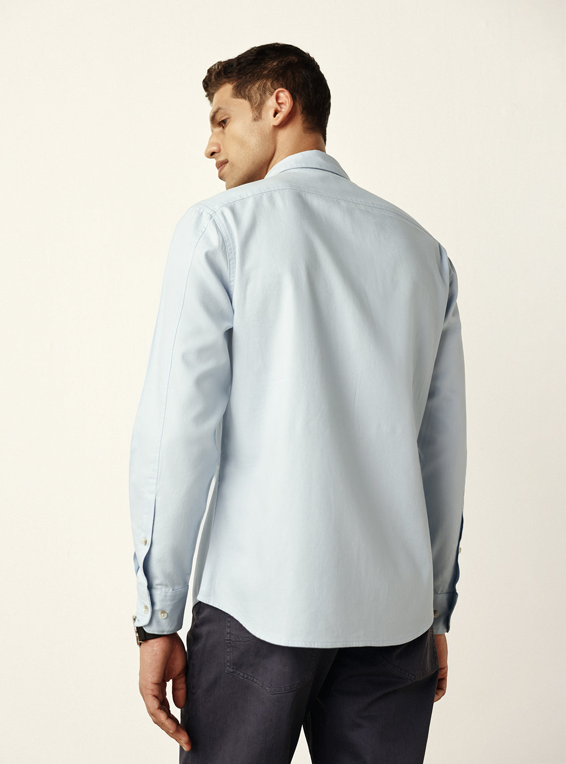Classic Mid Blue Cotton Twill Shirt
