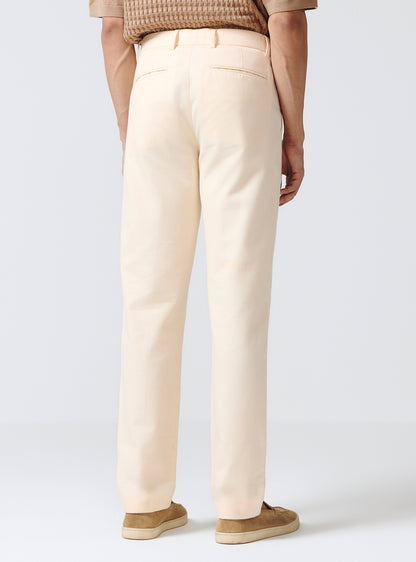 Wafer Beige Cotton Melange Trousers