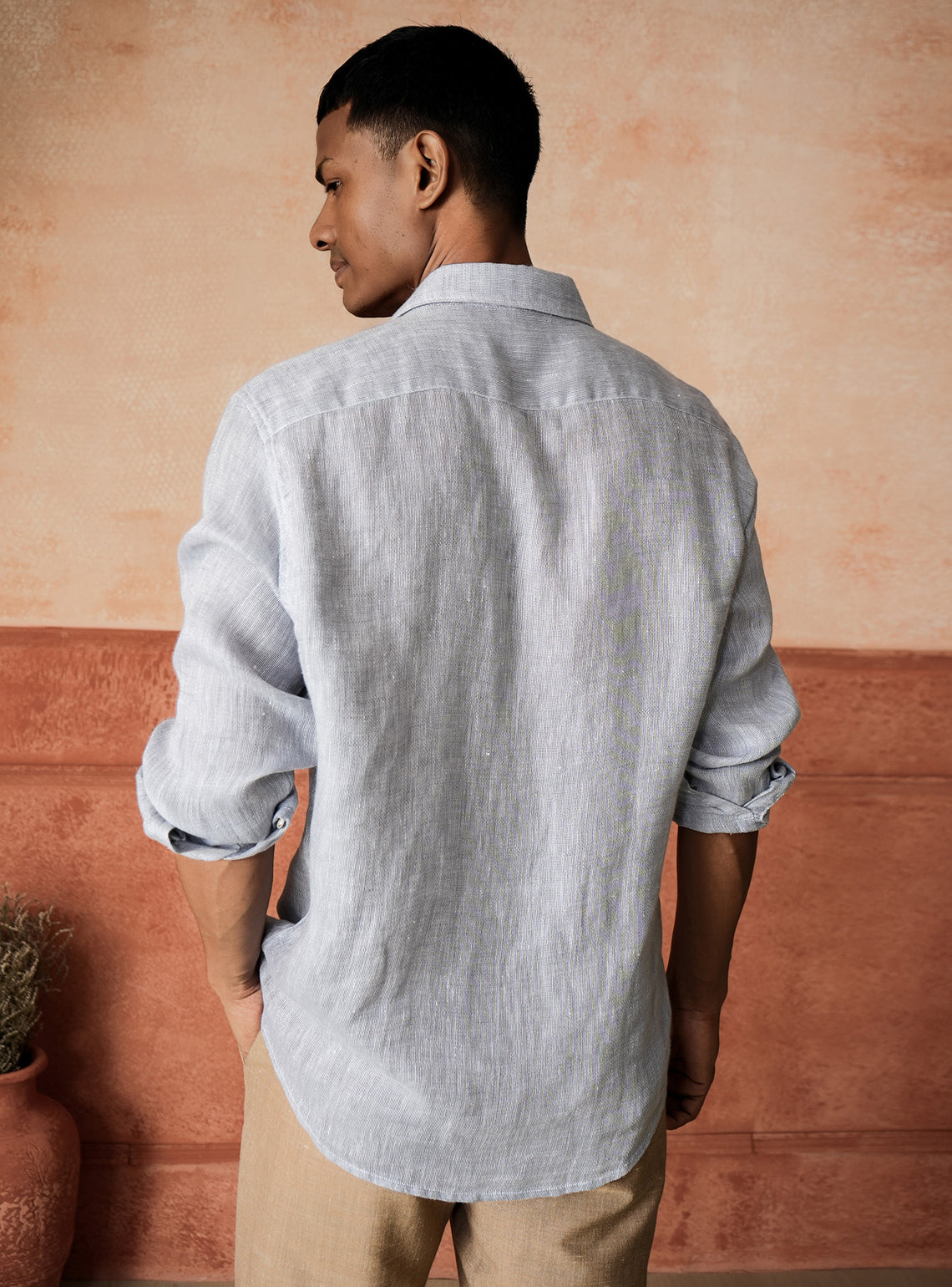 Harbour Blue European Linen Dobby Shirt