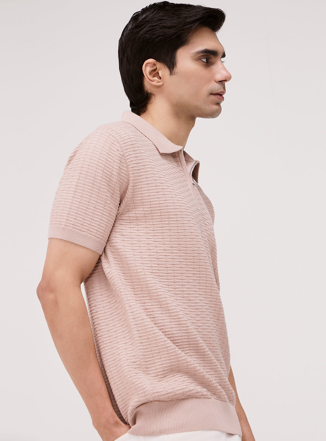 Stone Beige Cotton Knit Polo