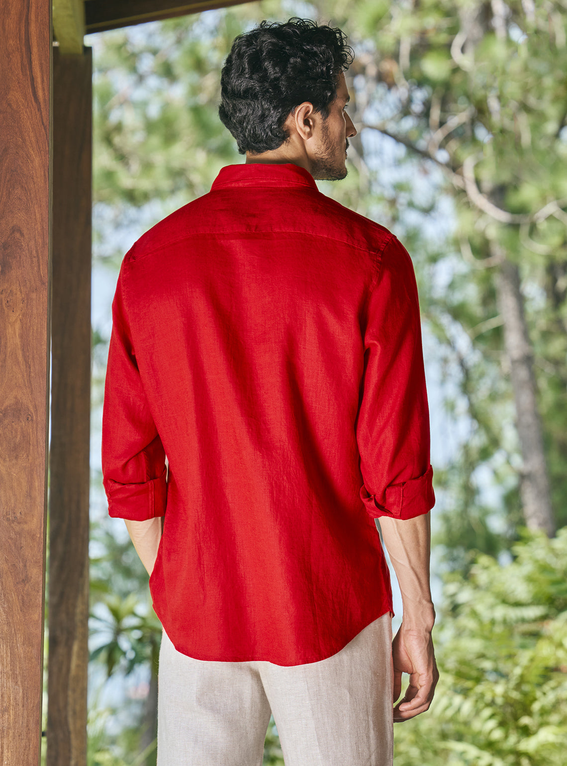 Garnet Red Linen Shirt