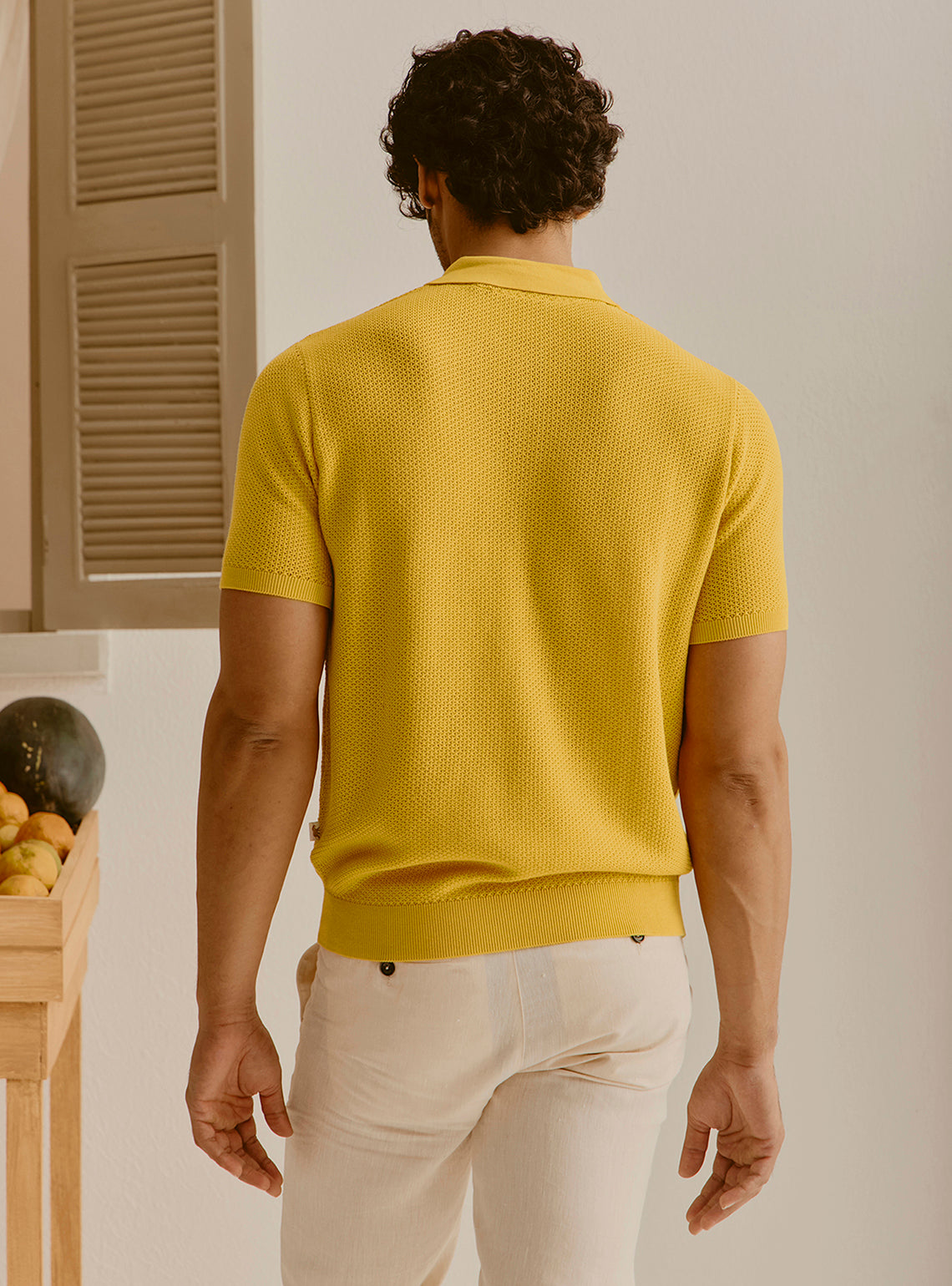 Corsica Yellow Cotton Knit Polo