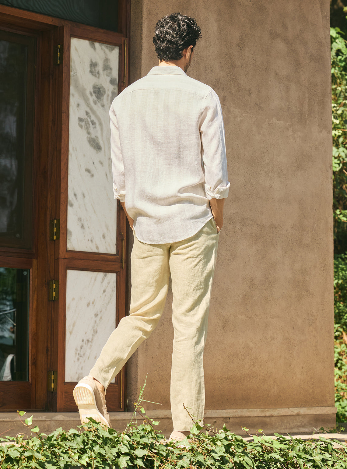 Safari Khaki Stripe Linen Shirt