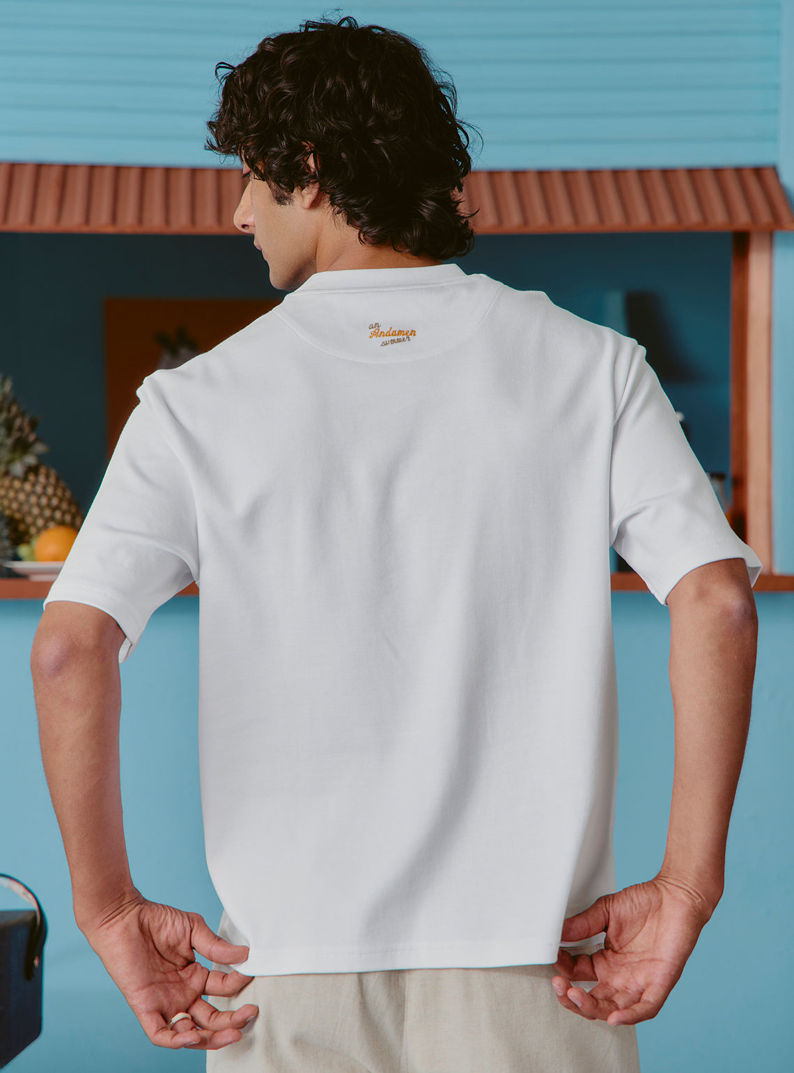 Daiquiri White Cotton Print Crewneck