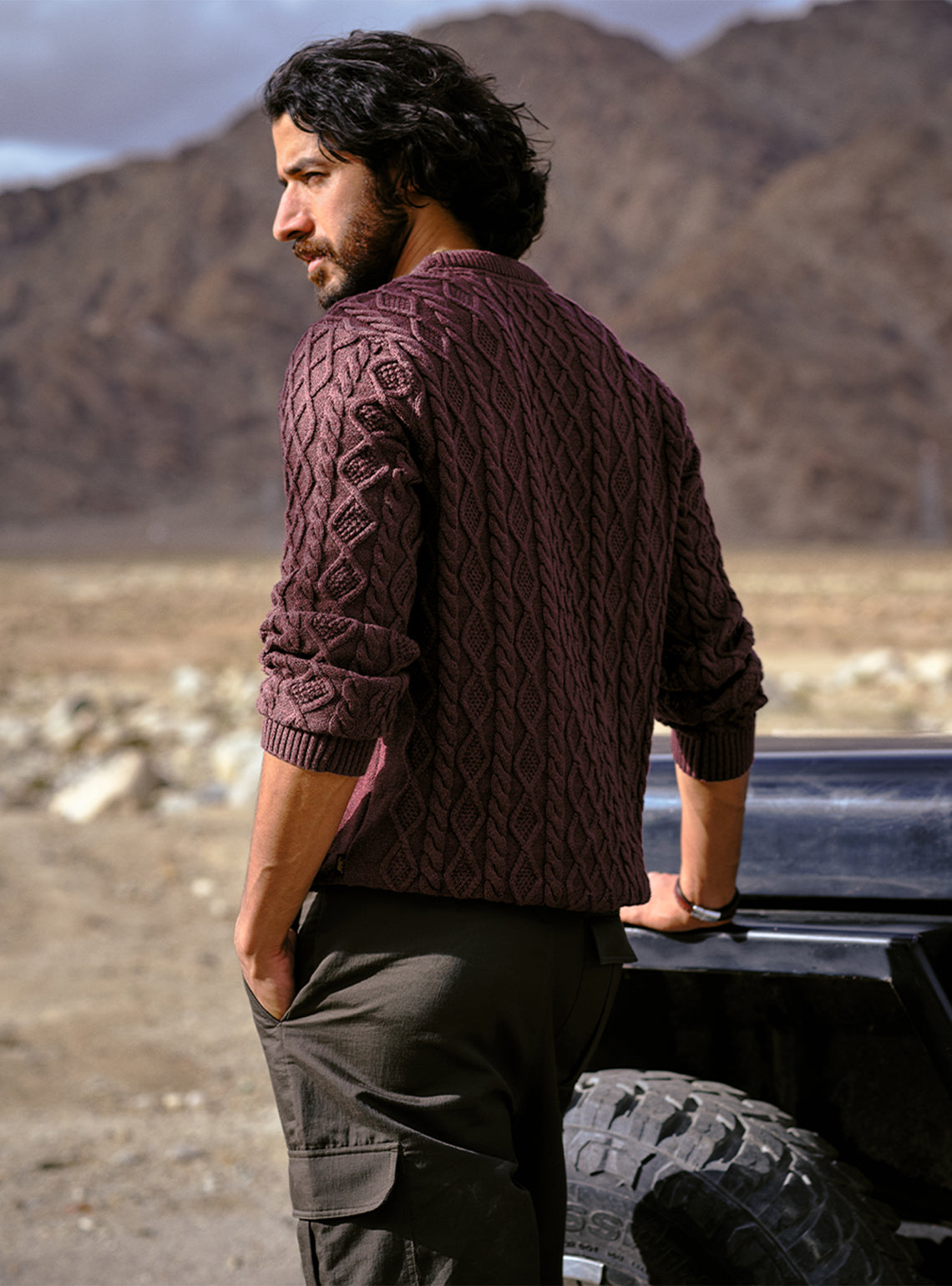 Vintage Burgundy Cotton Melange Pullover
