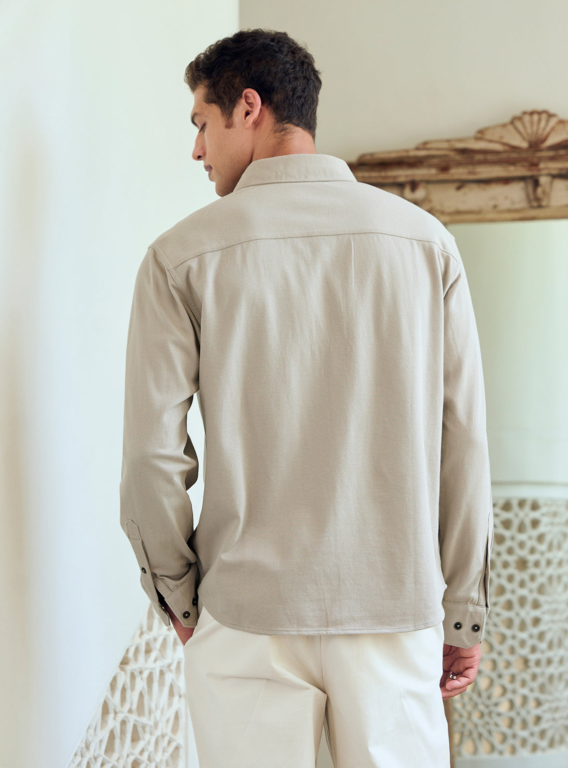 Quill Grey Cotton Blend Pique Shirt