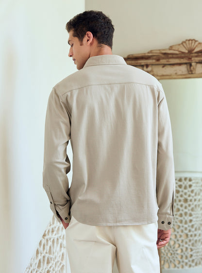 Quill Grey Cotton Blend Pique Shirt