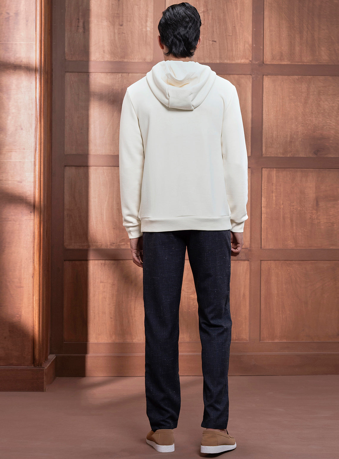 Vista White Cotton Blend Hoodie