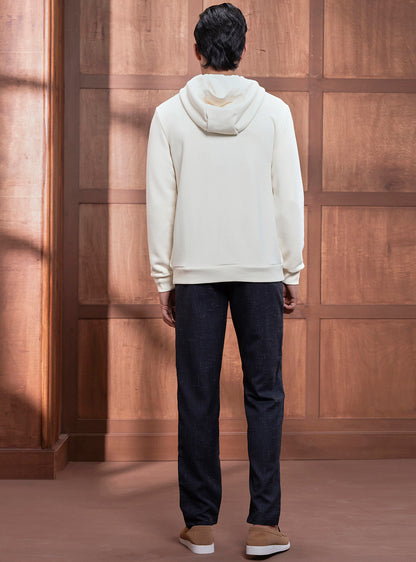 Vista White Cotton Blend Hoodie