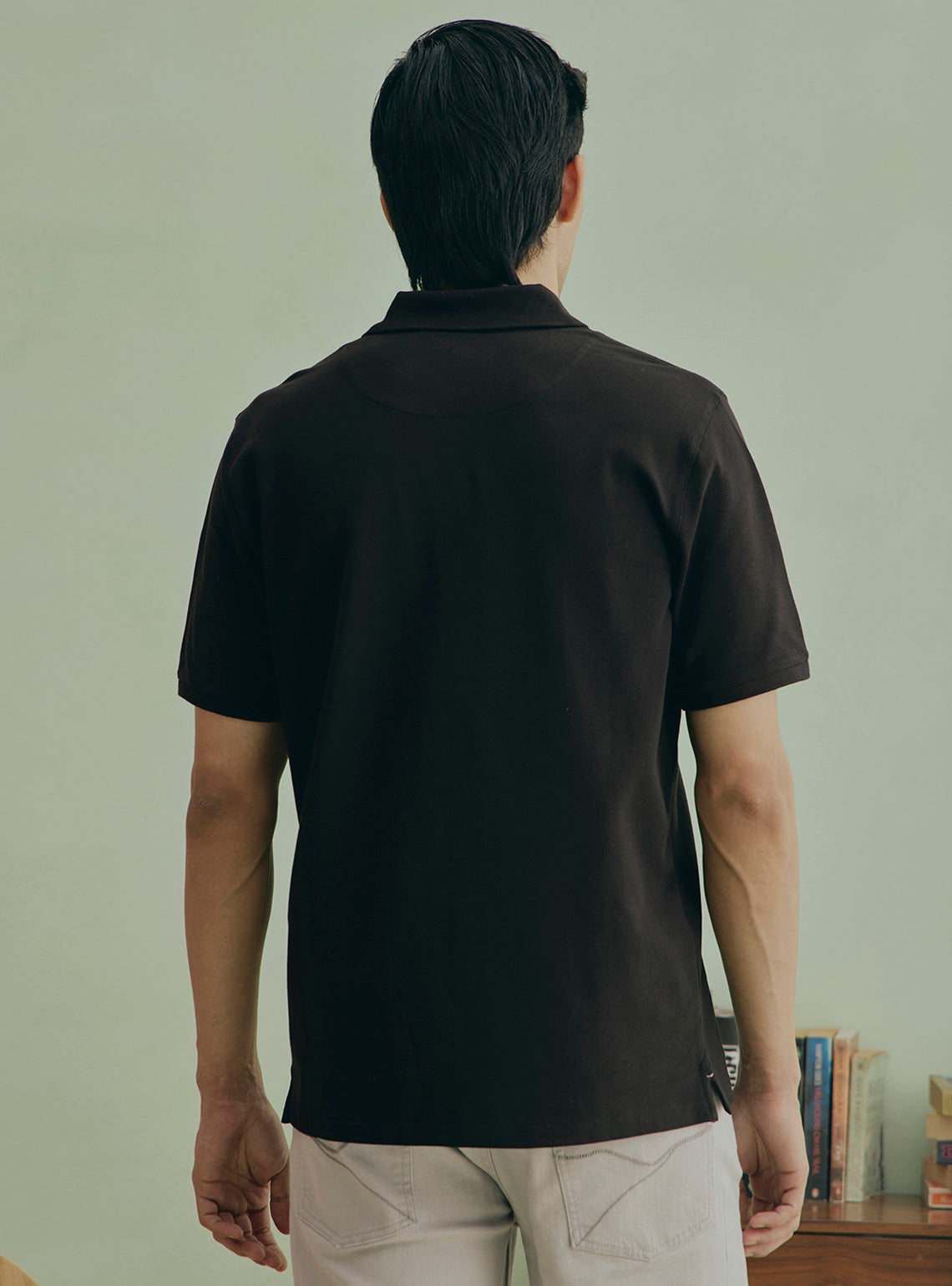 Indigoferra Black Cotton Pique Polo