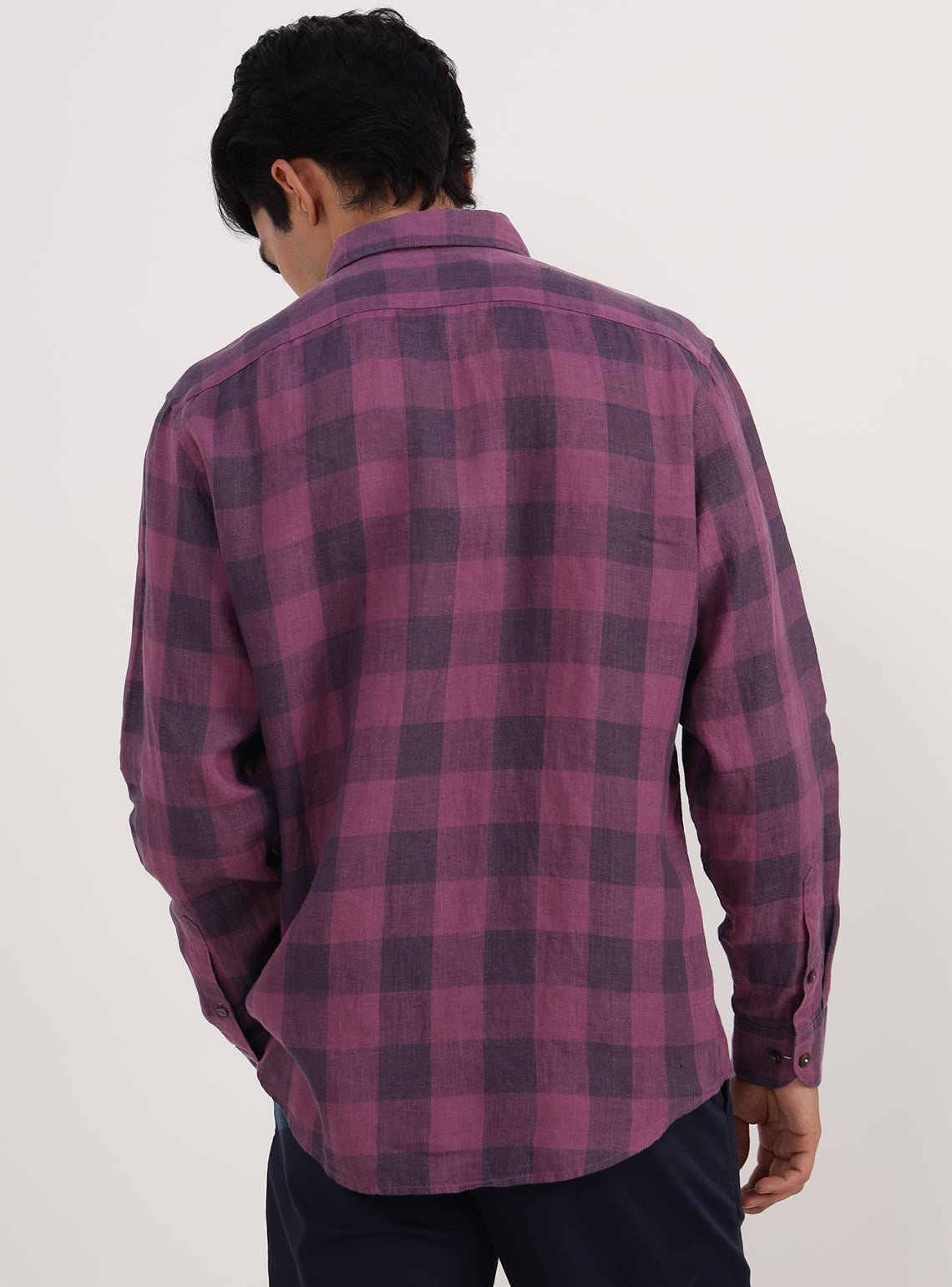 Burgundy Grid Linen Shirt