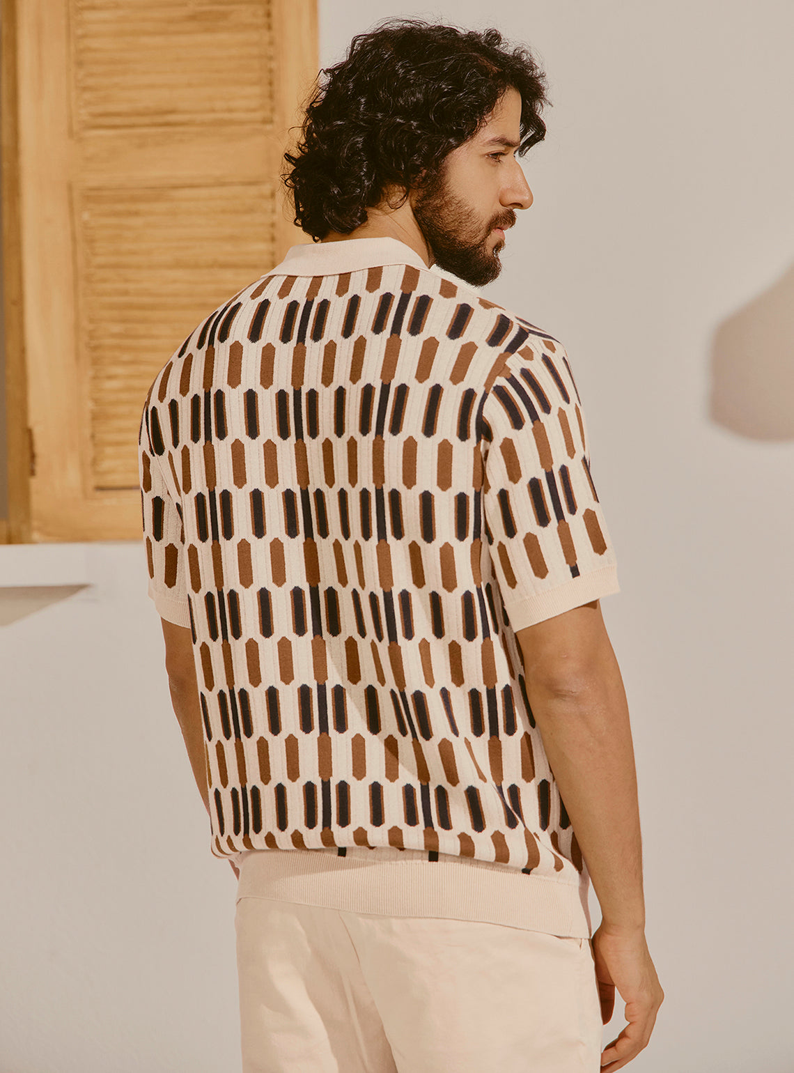 Paros Off-White Cotton Knit Polo