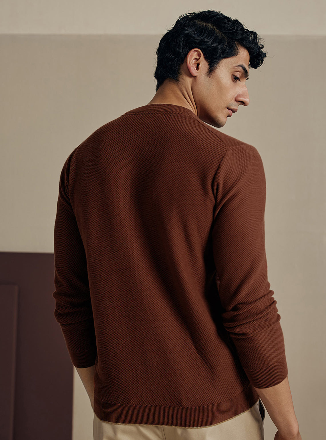 Siena Rust Moss Knit Cotton Pullover