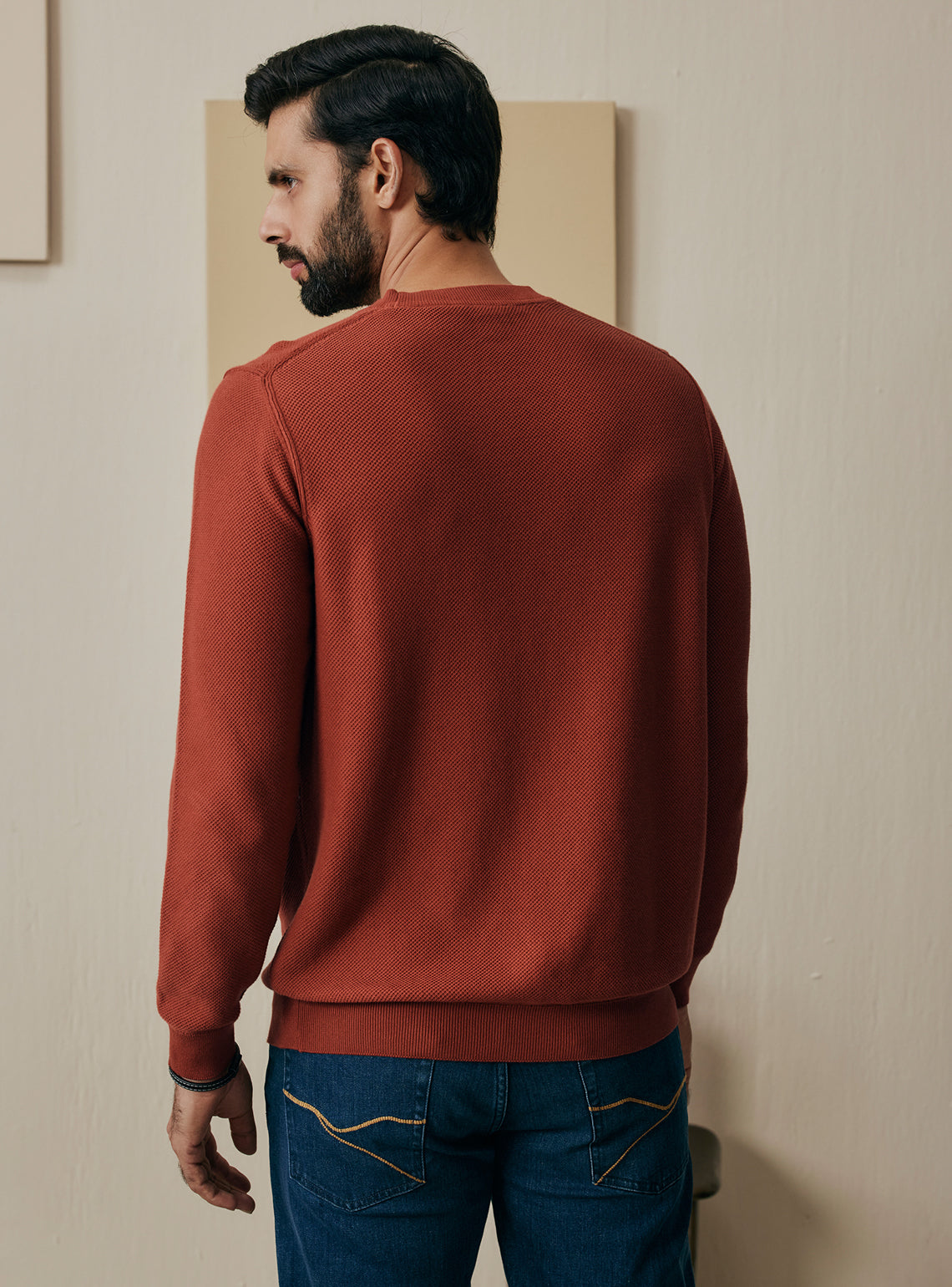 Burnt Rust Cotton Honeycomb Pullover