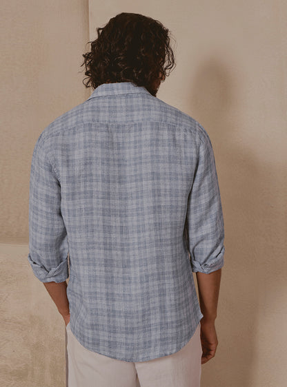 Harbour Blue Linen Check Shirt