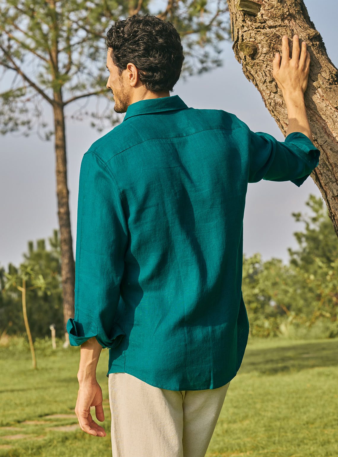 Serpentine Teal European Linen Shirt