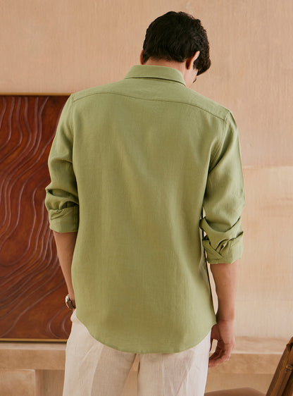 Avocado Green Linen Shirt
