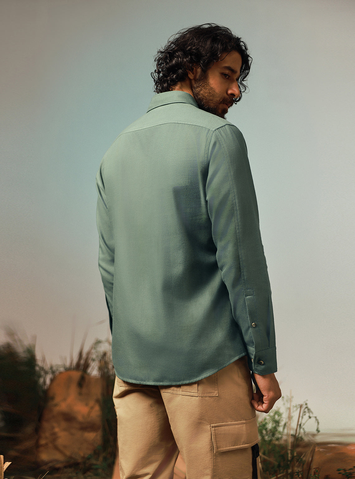 Wilderness Green Cotton Twill Shirt