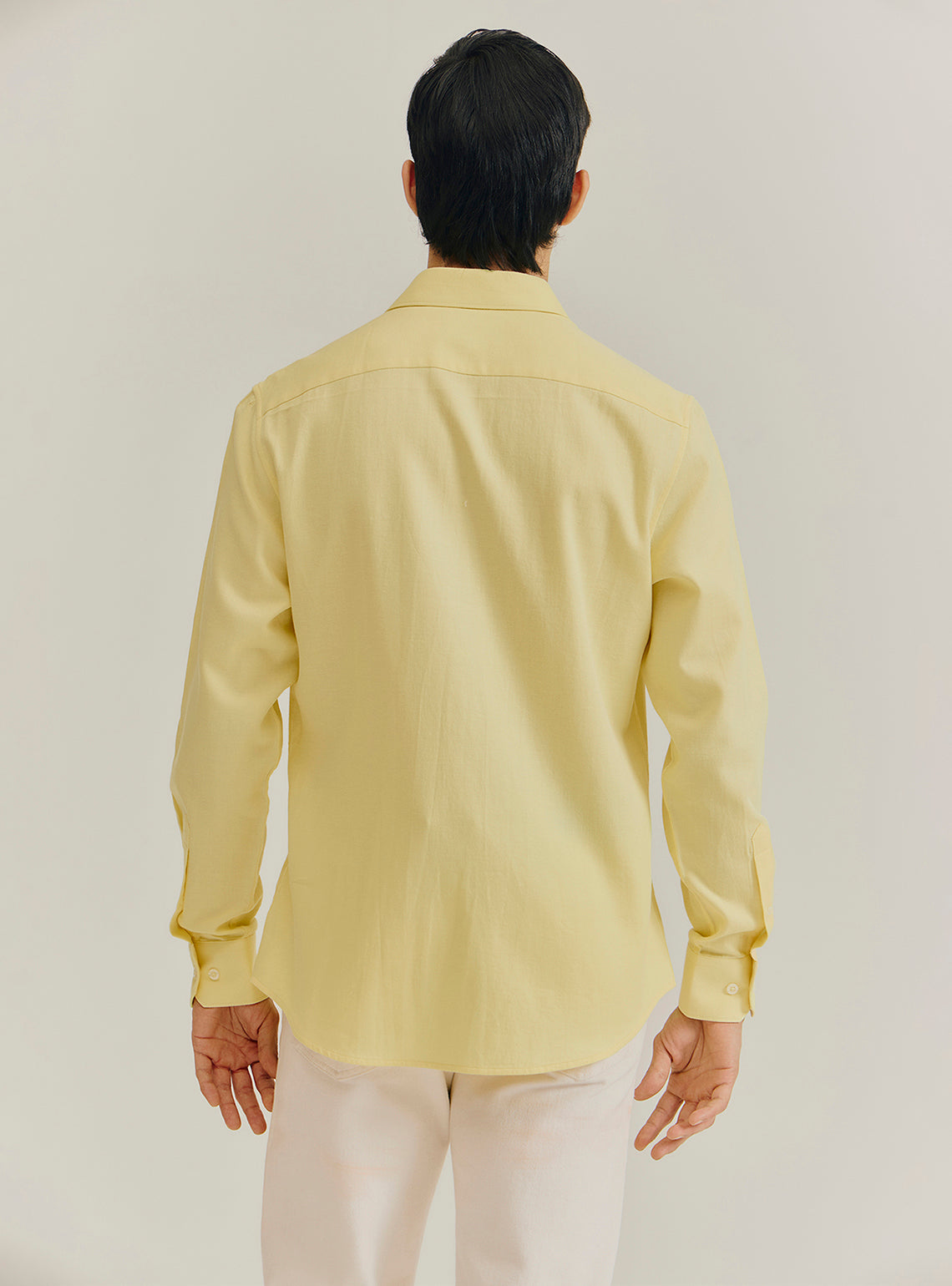 Lemon Yellow Cotton Dobby Shirt