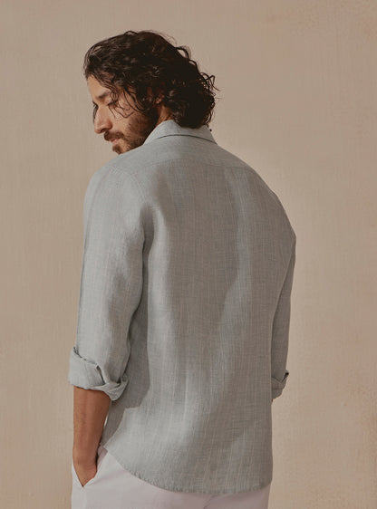 Tide Green Linen Stripe Shirt