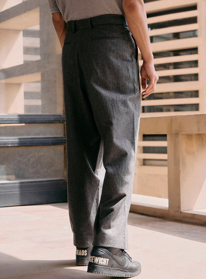 Jaguar Grey Cotton Pleated Trousers