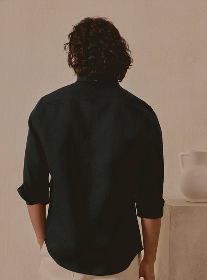 Noir Black Linen Shirt