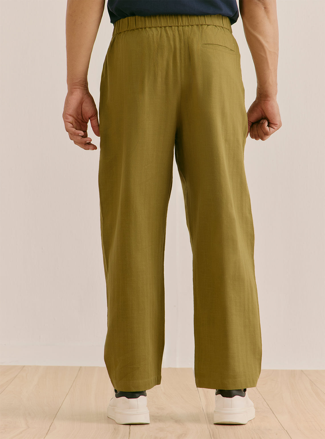 Shoreline Olive Cotton Straight  Trouser