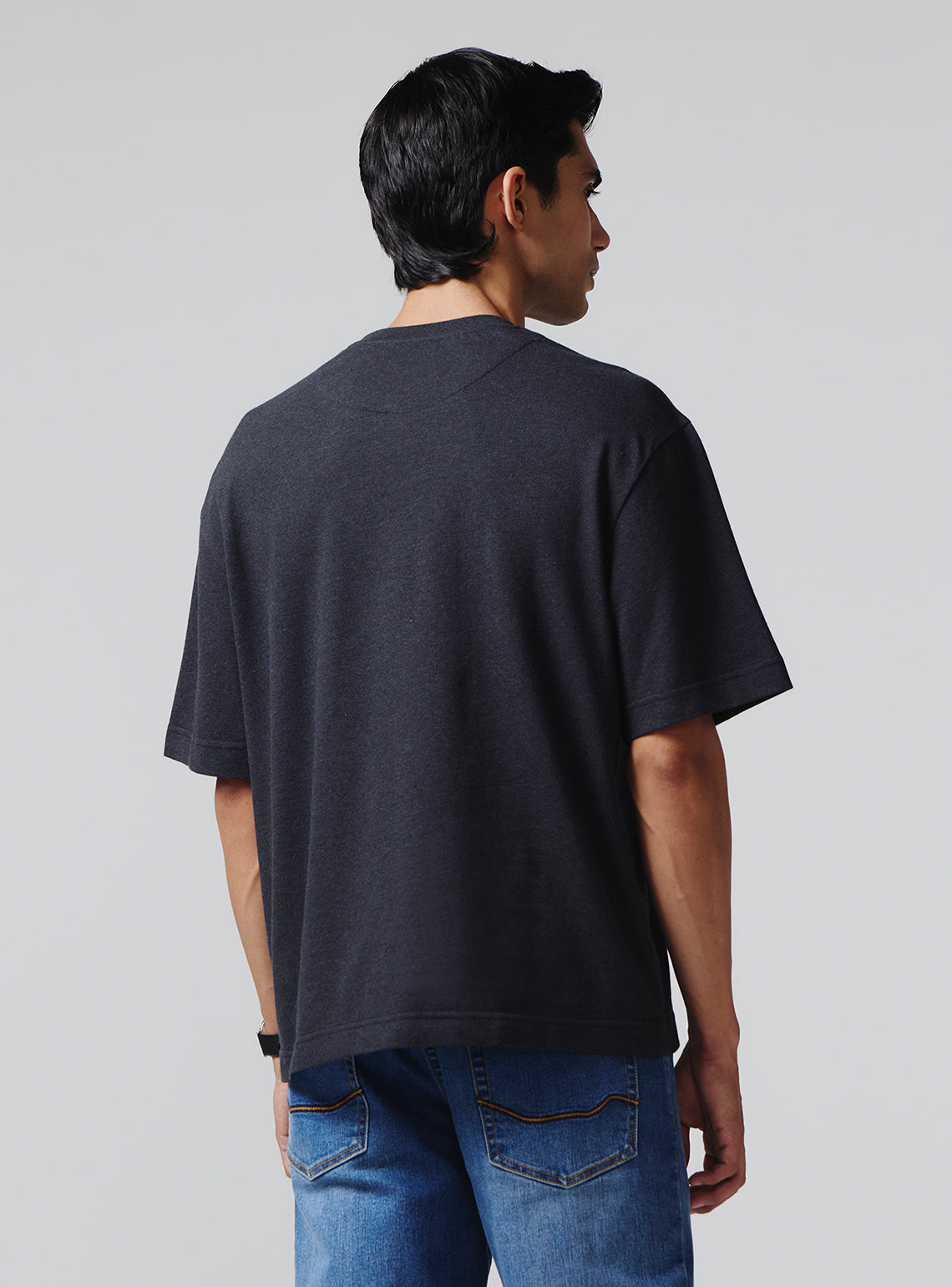 Navy Jaguar Cotton Lycra Pique Crew